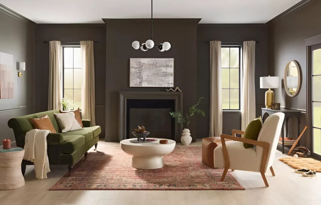 Post-Holiday Interior Priorities, According to an Interior Painter in Tampa, FL 1 Interior dark painted walls with smooth finish and clean trim by an interior painter in Tampa, FL